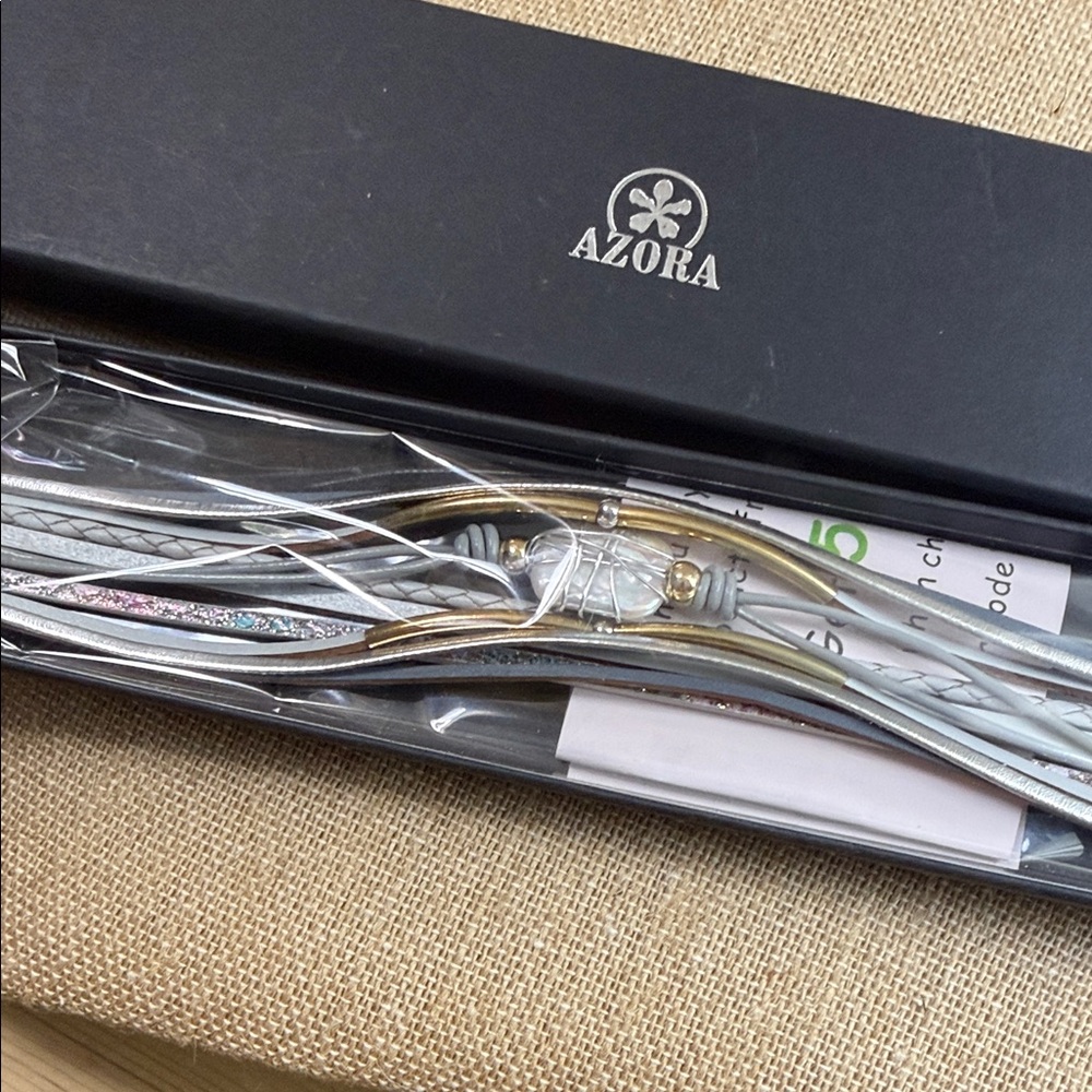 AZORA Multi-Strand Metallic Wrap Bracelet - Silver & Gold Tones